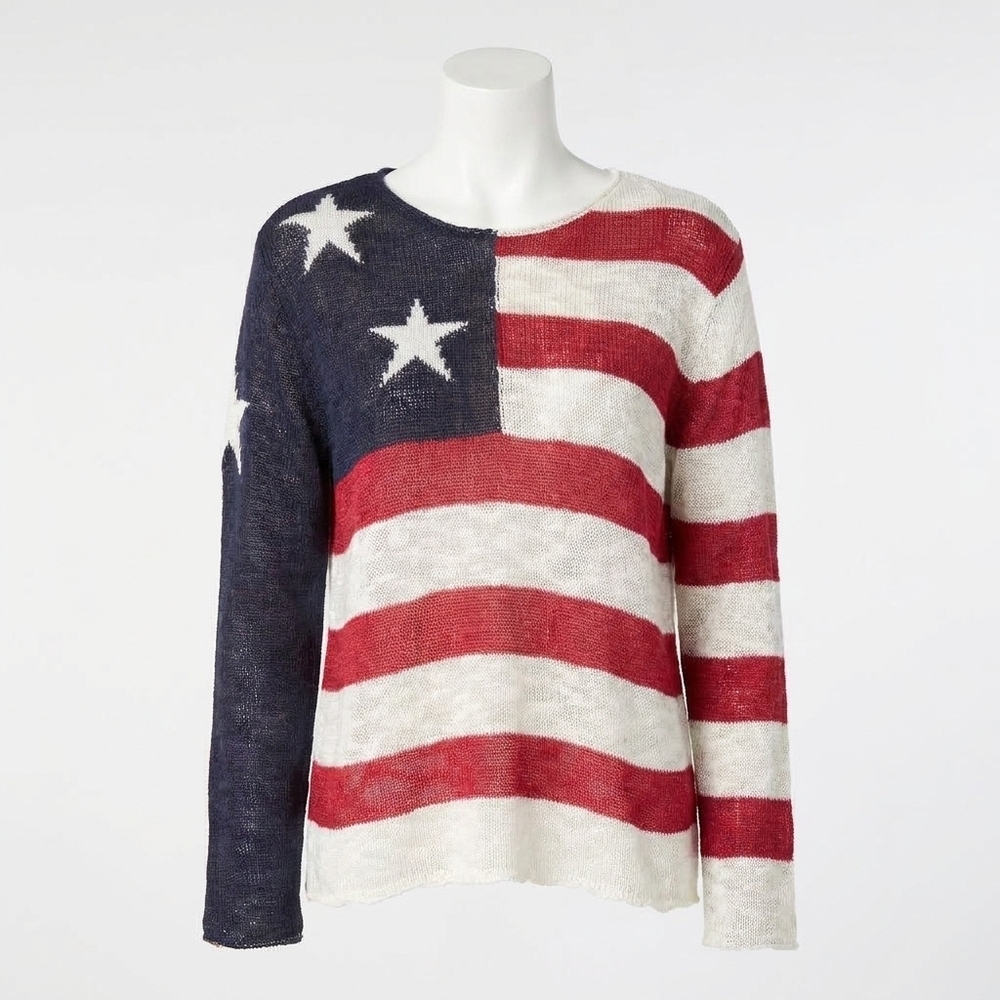 NEW COCO + CARMEN muriel burnout flag sweater in red/white/blue